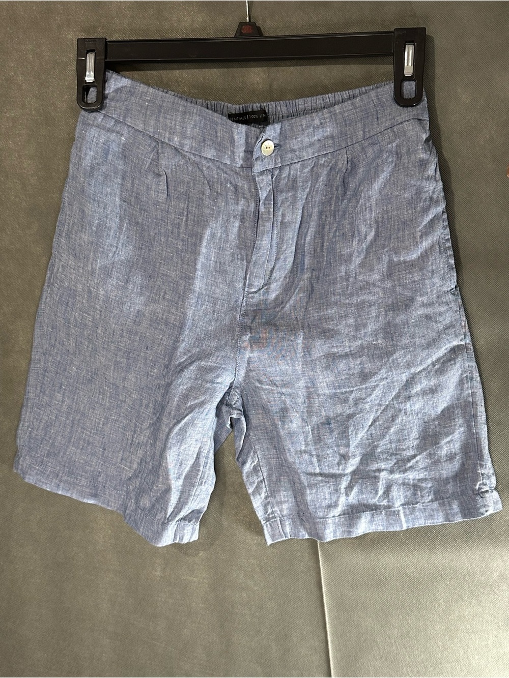 Tahari Essentials 100% Linen Blue Elastic Waist Shorts - Size Small